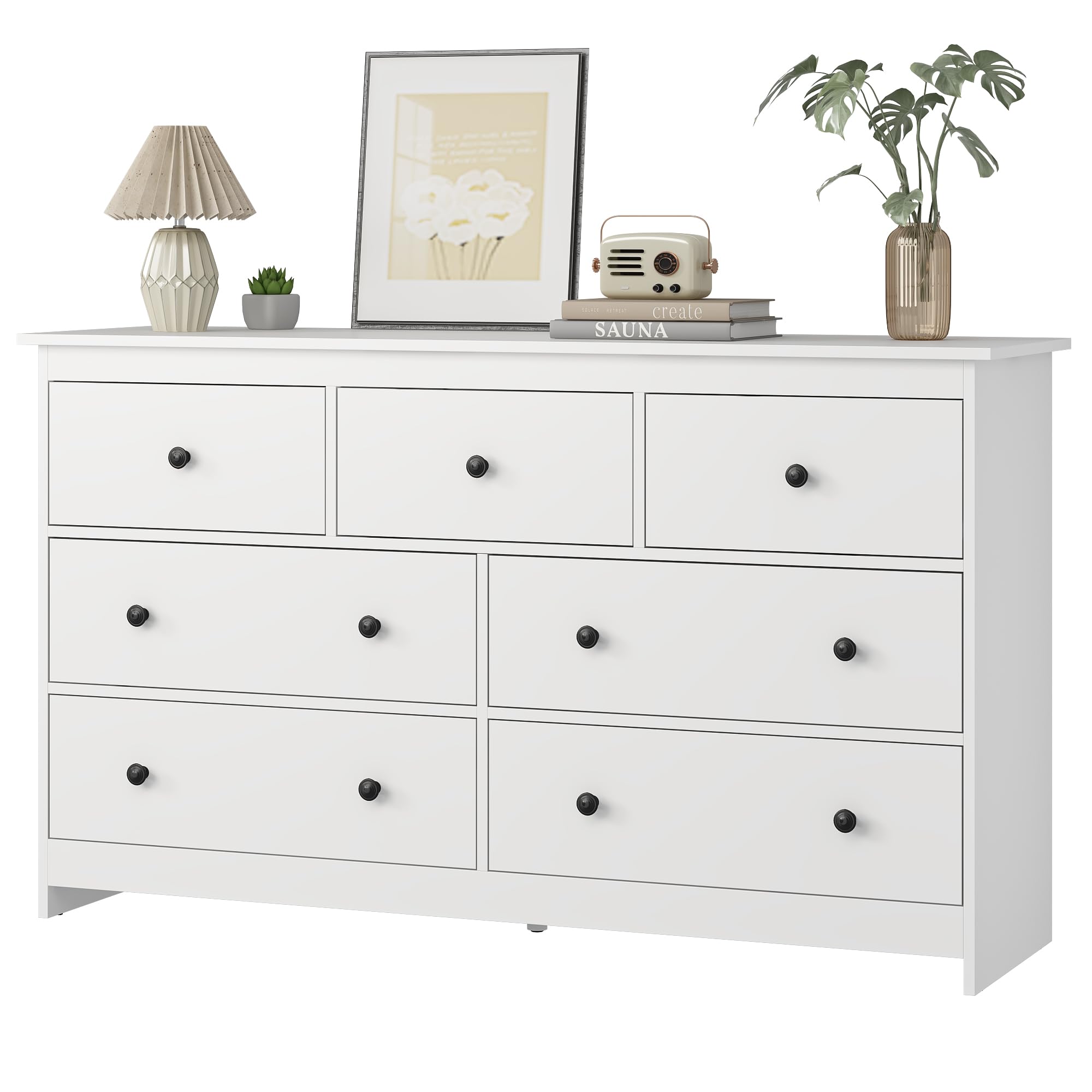 Amazon.com: JOZZBY 7 Drawer Dresser for Bedroom, 55 Inch White